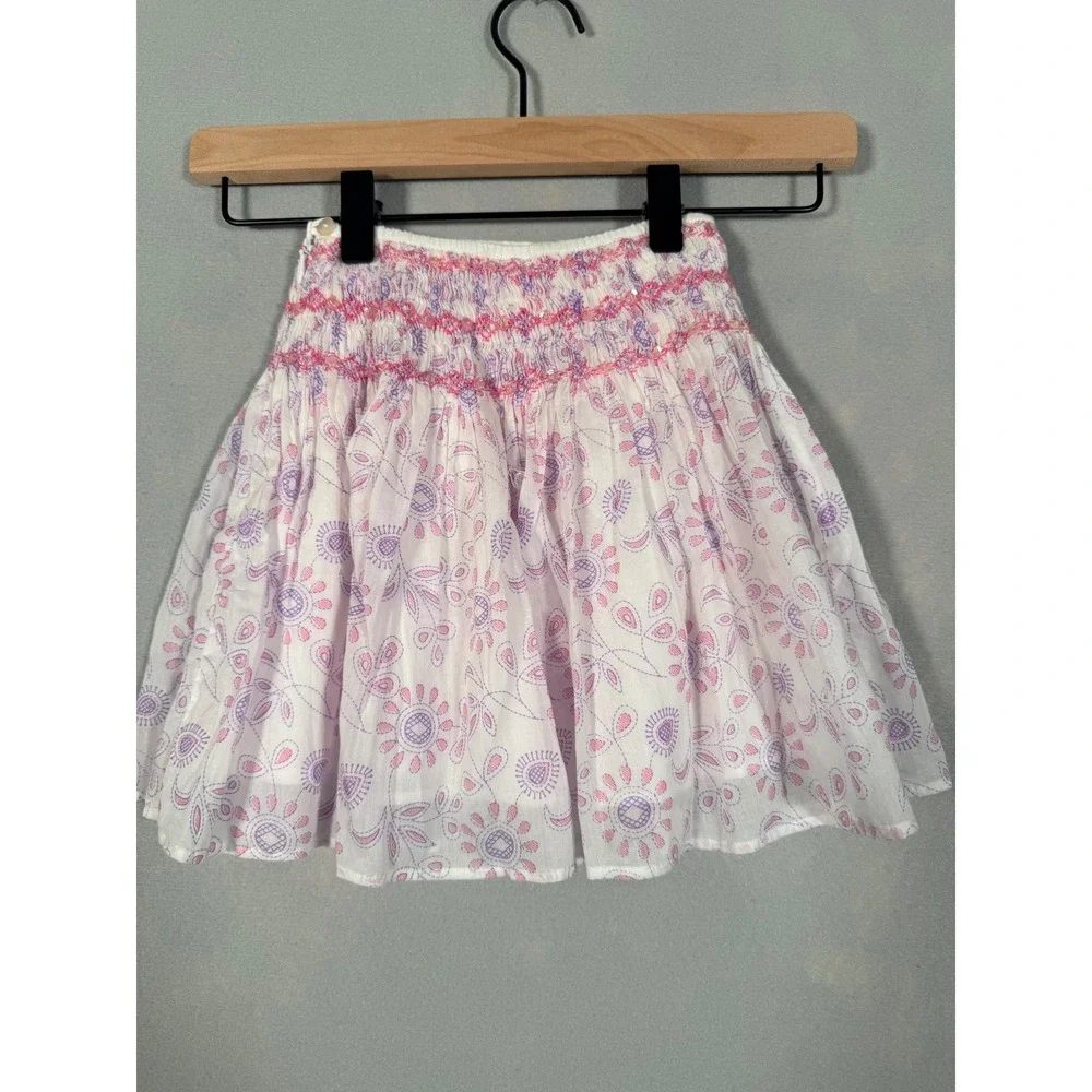 Charabia Paris Girls White Blouse and Floral Skirt Set Size 2 Made In France NEW